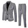Houndstooth One Button Men's Lapel Casual Suit Two-piece Men's Suit