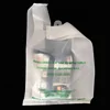 Custom wholesale reusable T-shirts bag corn starch plastic biodegradable grocery bags