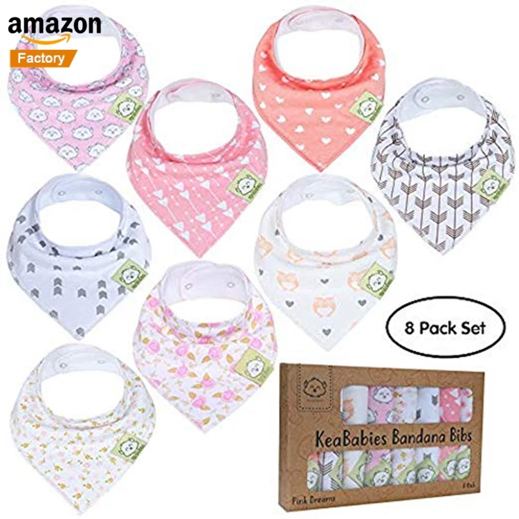 Baby Drool Feeding Bibs Bear 3 Packs Unisex Size Adjustable Embroidery Bandana Bib Double Layer Breathable Cotton Teething Bibs for Babies Super Absorbent