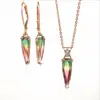 2019 newest fashion custom Cheap natural Tourmaline sterling silver necklace jewelry set