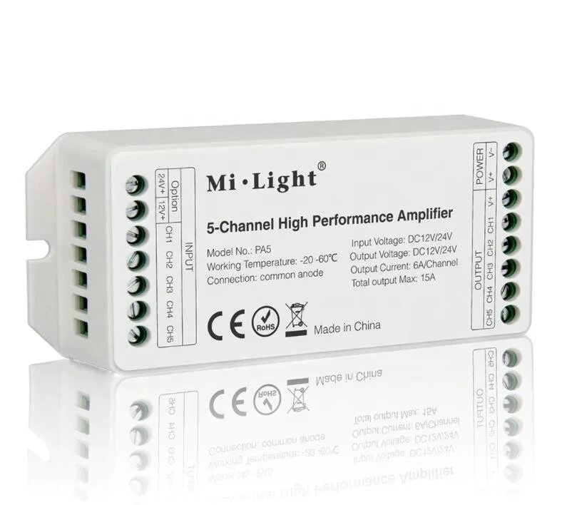 5 channel Mi Light professional amplifier for RGB CCT led strip lights