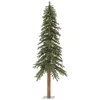 6' Unlit Natural Alpine Christmas Tree Wooden Trunk Christmas Tree With Metal Stand