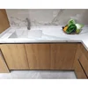 While cararra marble look fabricating artificial engineer stone slab for countertop vanity