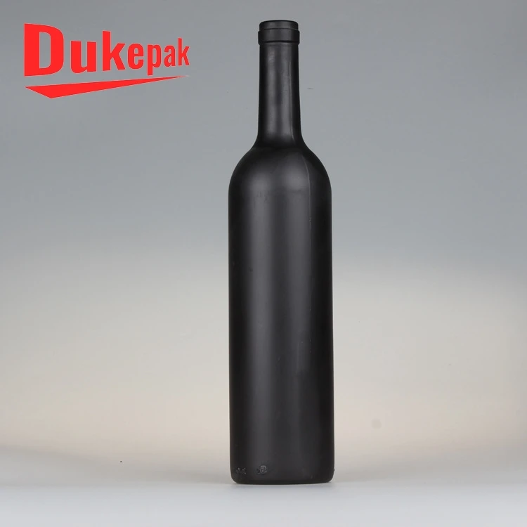 
High quality tall 750 ml matte black long neck wine bottles 