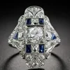 CS1+3 Europe and America hollow geometric ring accessories exaggerated palace pattern sapphire ring wild diamond female ring