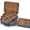 Rings earrings wooden mirrored brown gray jewelry storage box for ladies