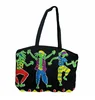 DEQI 2019 Black Tribal Dance Printed Canvas Custom Wholesale Big Beach Bags Online Shopping Handbags For Women Handmade Bag