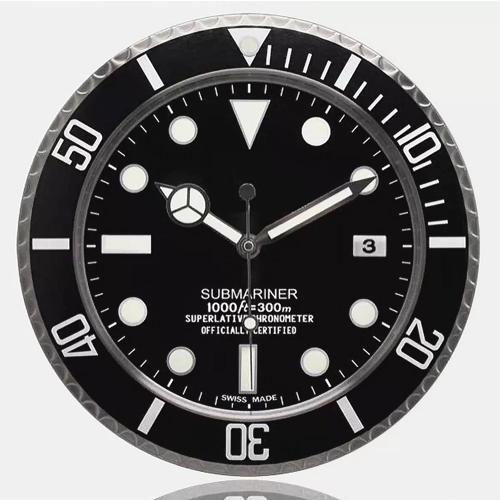 
Wholesale 14 Inch Stainless Steel Analog Luxury Gift Wall Clock With Date Home Decoration 