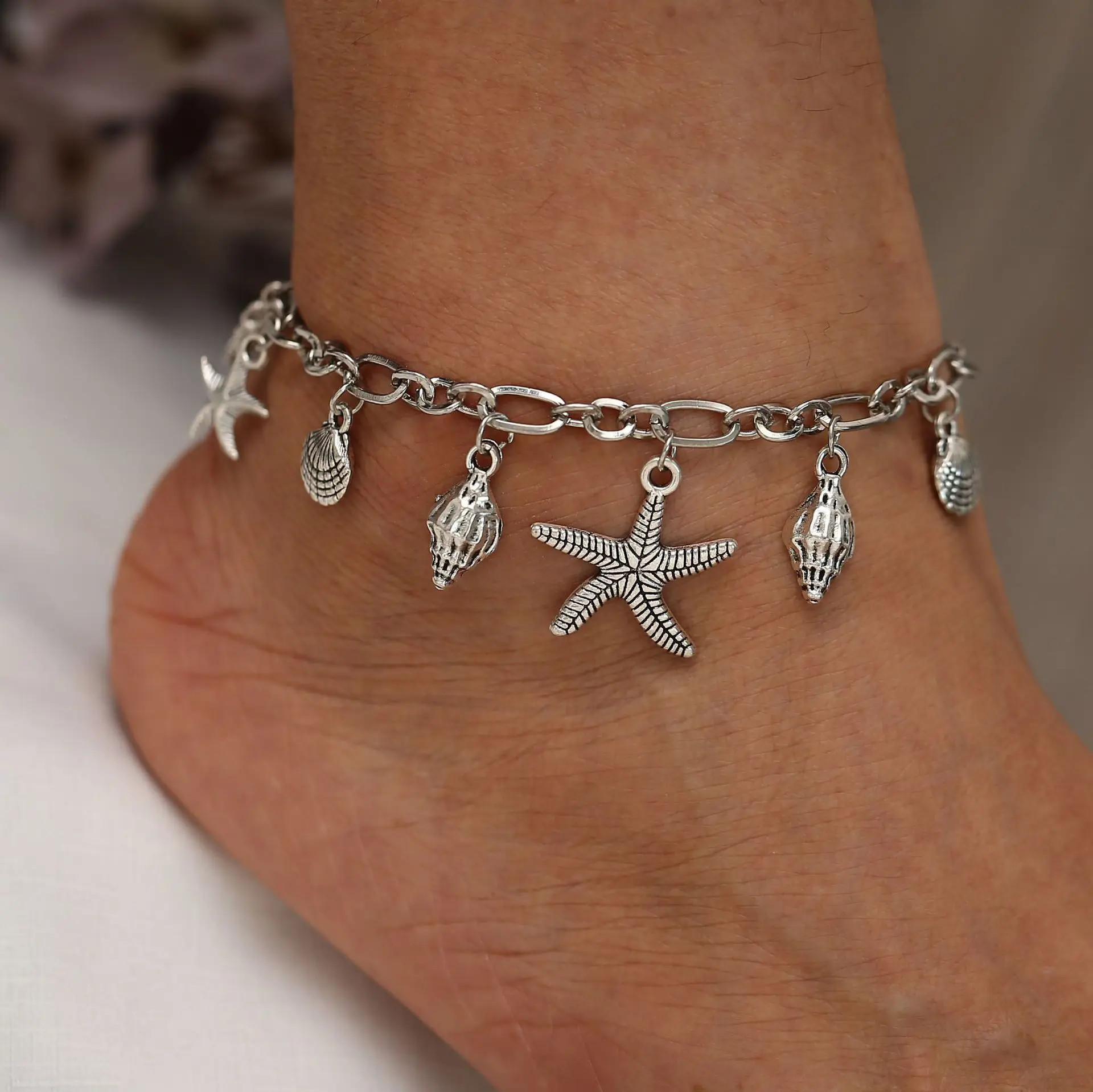 Lucky Stars Chain Ankle Bracelets Lary Jewelry 18K Gold Plated Adjustable Anklet
