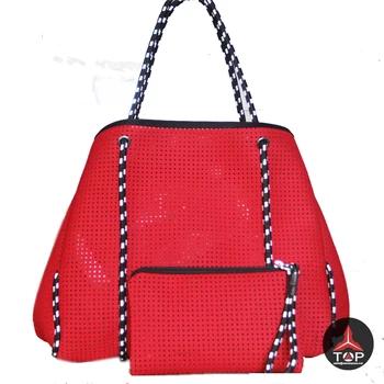 red neoprene bag