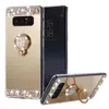 Luxury Crystal Rhinestone Diamond Phone Cover for Samsung Note 9 S10e , Glitter Galaxy S9 Mirror Case with Ring Stand