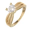 Four claw prong setting zirconia ring 14k gold plated women wedding ring