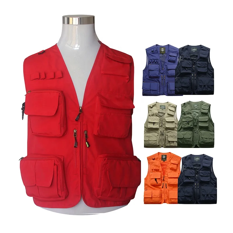 red cargo vest