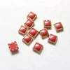Y0829 Red color beads Hot Fix Ceramic Pearl 4*4/6*6/8*8/10*10mm Square Shaped rimmed crystals for shoes