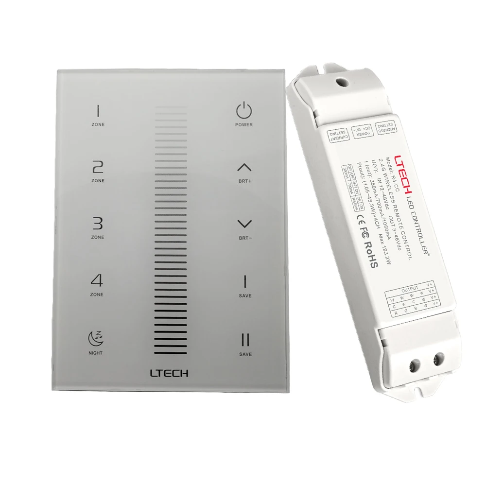 UX5+R4-CC 2.4Ghz RF remote wireless Led Strip DMX512 Touch Dimmer AC 220V 240V 4 zone Multi Dim Controller