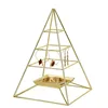 3-storey pyramid-shaped hanging Gold metal case earring display stand
