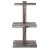 High Quality Rustic Torched Wood Cup Cake Display Shelf,3-Tier Dessert Stand Cup Cake Rack