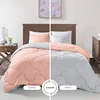 3 Piece Comforter Set All Season Reversible Stitched Geometrical Pattern Bedding Comfort