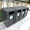 Outdoor black square Metal Recycle Medical Waste Bin 4 Compartment