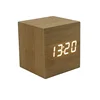 Promotional Desktop Different Colored Fonts Digital Thermometer Temperature Time and Date Roller Play Wooden Alarm Clock