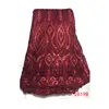 African net sequin and beaded tulle embroidered red lace fabric