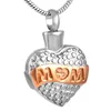 IJD9113 Stainless Steel Cremation Mom Heart Shaped Ashes Necklace ashes urn Commemorative Pendant Jewelry
