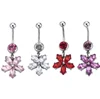 CZ Flower Belly Button Bar Navel Ring Piercing