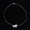 Clear Nylon Necklace, White Opal Pendant, Unicorn Opal Necklace