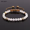 Renting Jewelry new design high quality Glitter shell beads custom engrave logo CZ ball women macrame bracelet