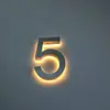 Custom solar 3d led light backlit stainless steel addressed house number for advertising display