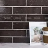 Hotel lobby kitchen coffee dark brown long rectangle handmade glazed ceramic split face wall tile