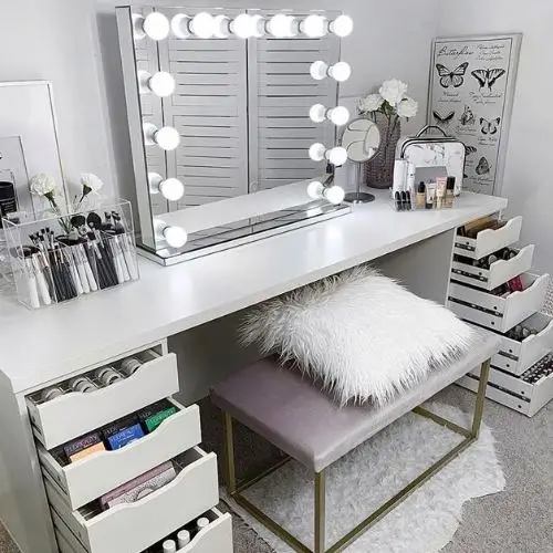 Latest Design Hollywood Makeup Table With Vanity Lighted Mirror