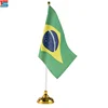 Indoor standing table flag with Brasil country flag pattern and flagpole