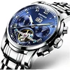 Men Blue Dial Automatic Mechanical Luminous Stainless Steel Watch Waterproof Sport Wrist Watch