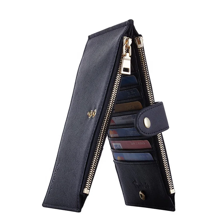 Индивидуальные Rfid Блокировка Кошелек для женщин двойной длинный молнии кожаный Двойные Бумажник для дамы