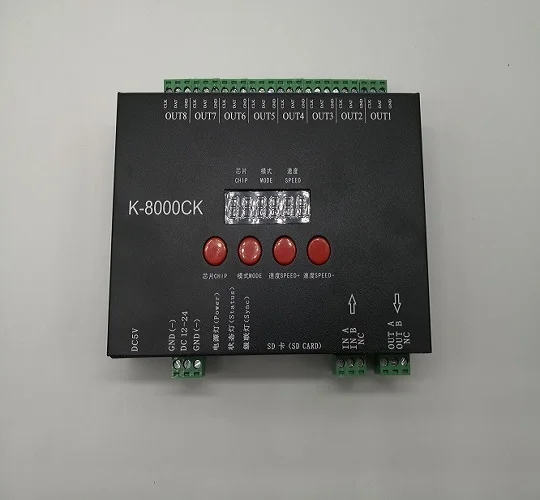 Led SPI K-8000CK controller support more channel SD card program LEDedit IC LPD6803,TM1809,WS2801,WS2811,TLS3001,UCS1903