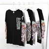 FAMILY T-shirt Tattoo Arm Fake Two Long-sleeved Men T-shirt Fashion Hip Hop O-neck Word Printing Patchwork Pullover Funny Tees