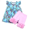 Fresh blue baby clothing set ruffles dress sets for girls baotique kids outfits