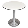 Unique design round banquet coffee shop cheap dining table with HPL top Stainless steel step base