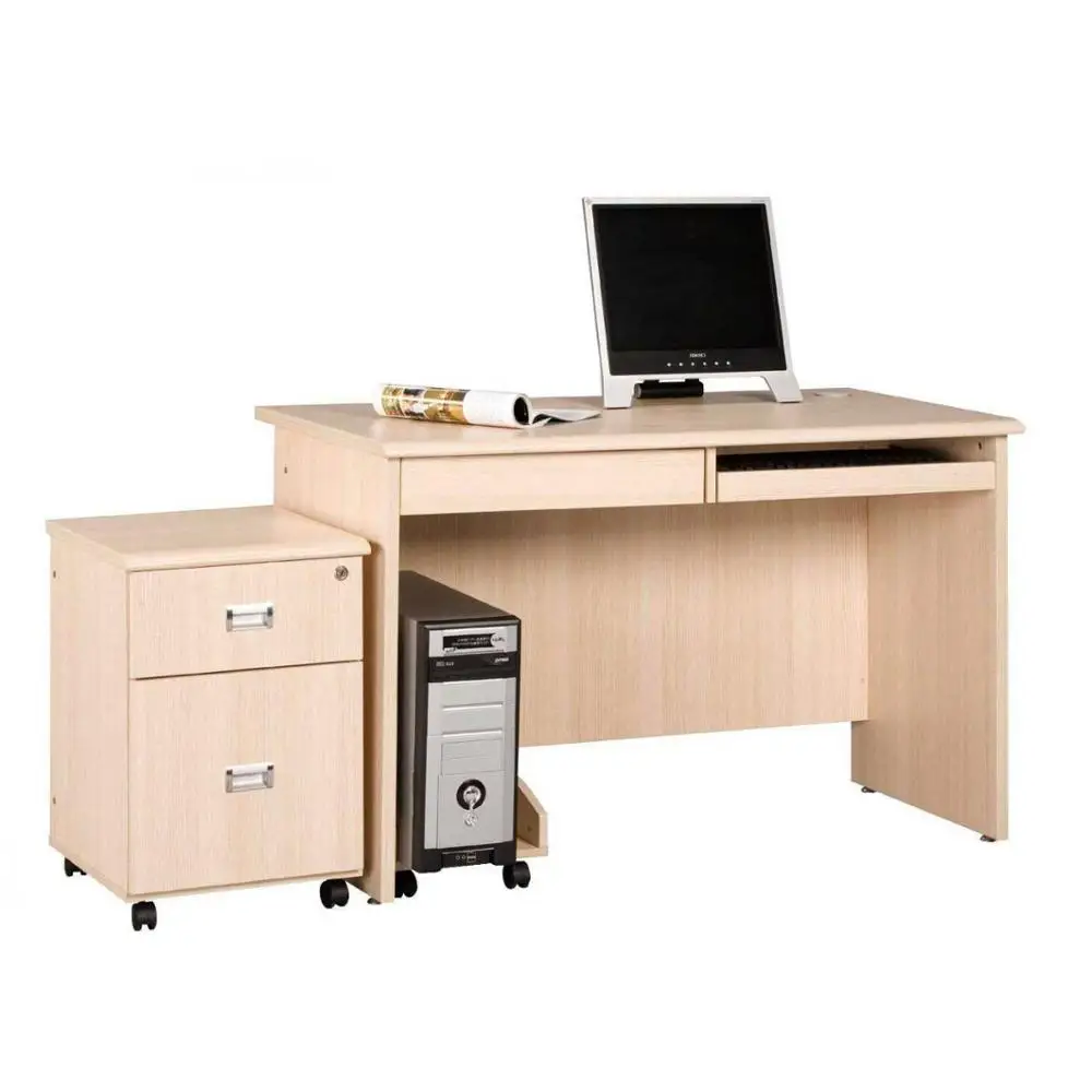 Home Office Wood Computer Desk With Filing Cabinet Laptop Desktop