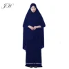 2019 New Arrival Solid Color Two Piece Abaya Dress Jilbab Muslim Prayer Dresses Long Hijab Islamic Clothes