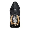 Creative Hat PU Backpack 3D Skull Men and Women Outdoor Travel Laptop Bag College Bag Rivet Unisex Backpack Gold/Black/Silver
