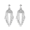 Luxury Rhinestone silver wedding bridal drop earrings jewelry for brides