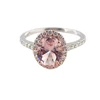 Provence Gems Real Gold 14K Pink Morganite 7*9mm Oval Cut Finger Ring or Bands Solid White Gold Jewelry