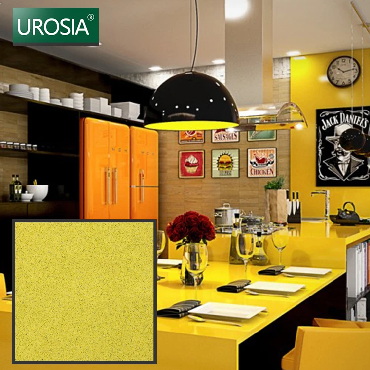 Yellow Grain Quartz Counter Solid Surface Man Made Yellow Star