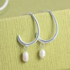 2019 Femme Brincos Hammered Wedding Jewelry Women Silver Earring Pearl Pendientes Mujer Gold Drop Dangle Earrings