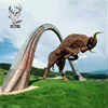 Outdoor corten steel garden edging cow statue of forward dive