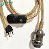 wholesale lamp cord set dimmer switch jute hemp rope textile cable lampholder set with plug