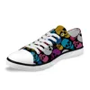 Casual Shoes Woman Skull Printed Canvas Shoes Lace-up Flats Sneakers Female Vulcanized Shoes Sapato Feminino