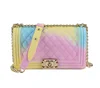 China Factory Hot Selling Low moq multi color colorful candy jelly hand bags handbags handbag purses clutch bag rainbow purse
